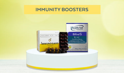 1 Immunogard Ascorbic Acid (As SODIUM ASCORBATE 568.18mg) + Zinc 10mg 100s + 1 Health Aid Bifina S 30s Bundle