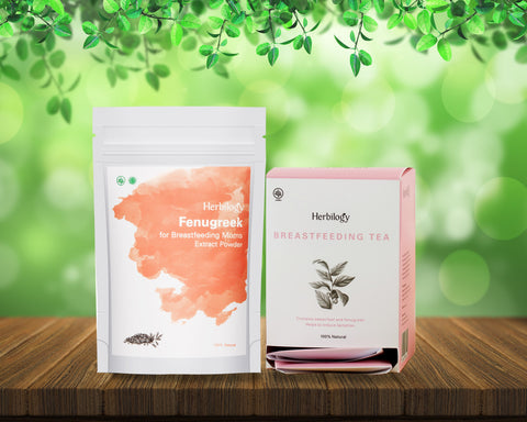 Herbilogy Breastfeeding Tea + Herbilogy Fenugreek Extract Powder Bundle for Sale | VPharma