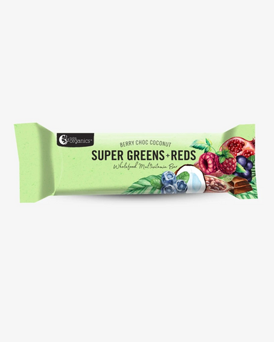 Nutra Organics Berry Choc Coconut Super Greens + Reds Bar 45g